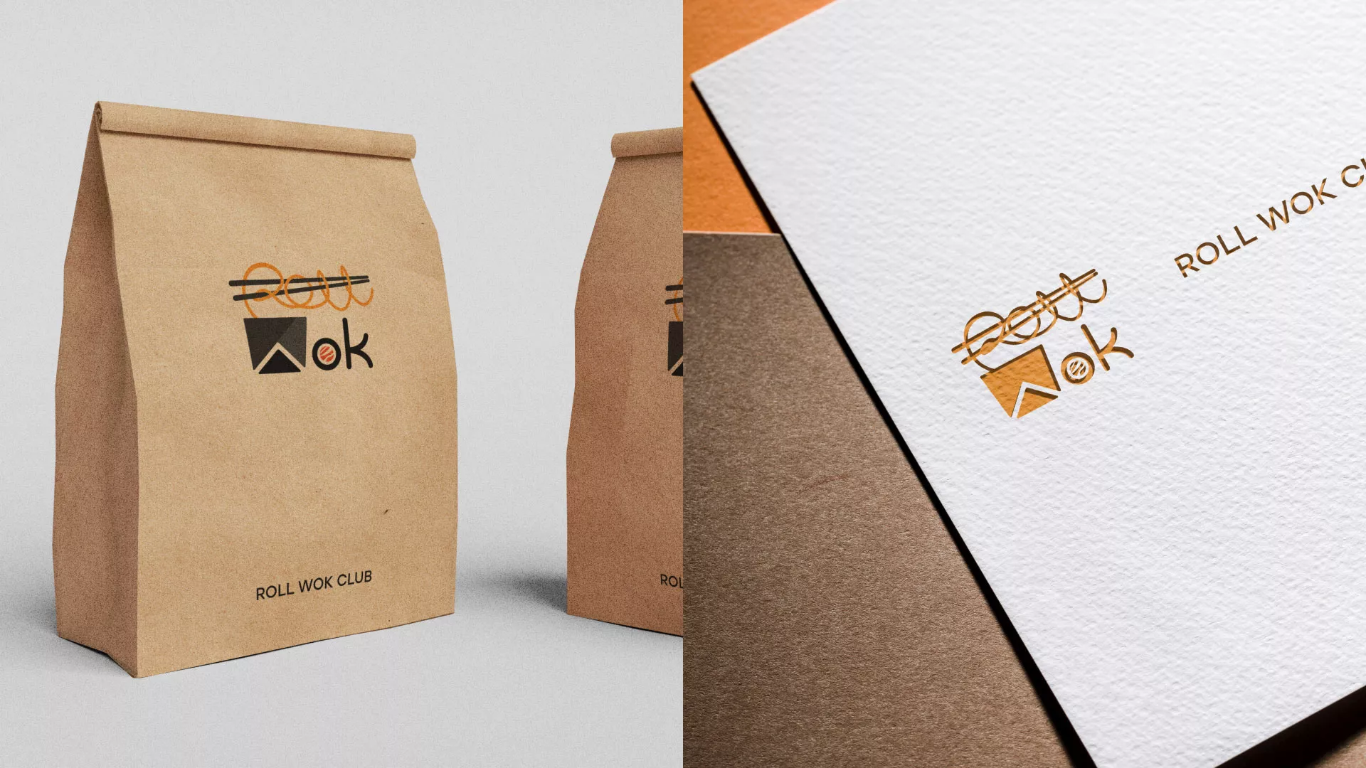Разработка логотипа суши-бара «Roll Wok Club» в Соколе