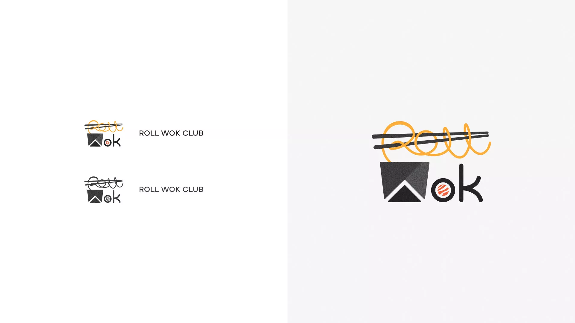 Разработка логотипа суши-бара «Roll Wok Club» в Соколе