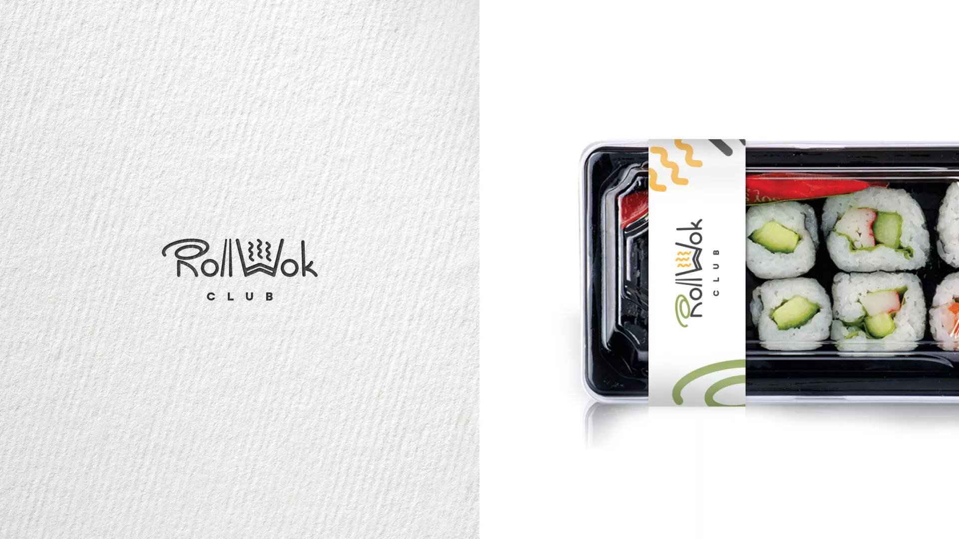 Разработка наклеек для суши-бара «Roll Wok Club» в Соколе